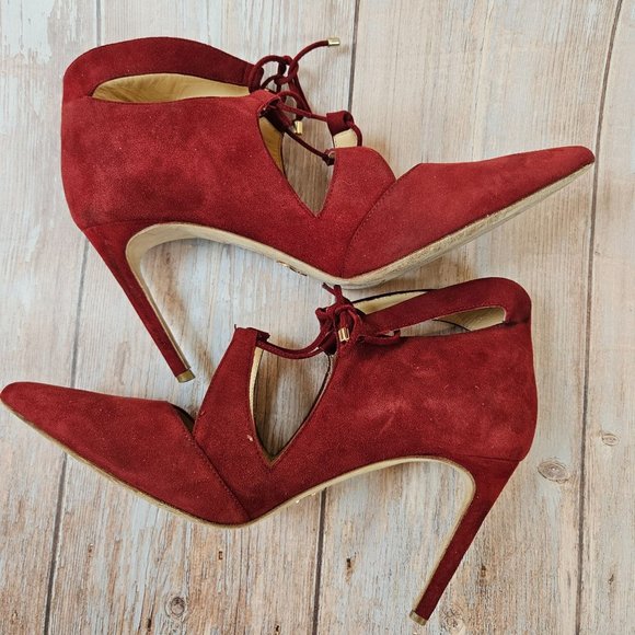Chelsea Paris‎ Red Suede cutout lace up heel, size EU 39 - Picture 4 of 9
